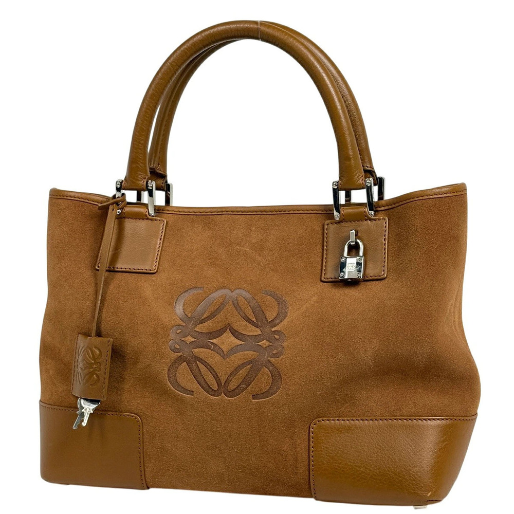 Loewe Amazona Fusta Tote Bag Anagram Suede Brown